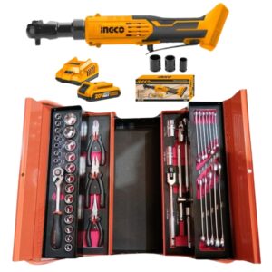 Fixman – 42 Piece Mechanic Tool Box & Ratchet Driver with Battery & Charger