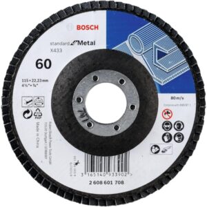 Bosch – Flap disc Standard for Metal 115 mm 22,23 mm 60 straight – 10 Pack