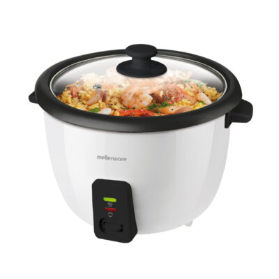 Mellerware Rice Cooker With Glass Lid Plastic White 600ml 300W