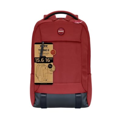 Port Torino II 15.6″ Laptop Backpack – Padded Compartment, Red Laptop Bag