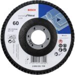 Bosch – Flap disc Standard for Metal 115 mm 22,23 mm 60 straight – 100 Pack