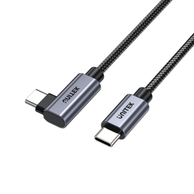 Unitek C14123bk | 100w Usb2.0 Type-C Nylon Braided Cable with 90 Degree