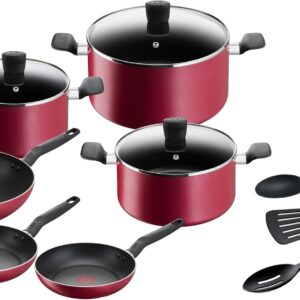 Tefal Super Cook 12 Piece Cookware Set Red