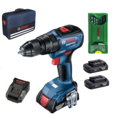 Bosch – Impact Drill Driver GSB18V-50 with 3×1.5Ah Batteries 15 piece Drill Set