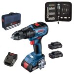 Bosch Impact Drill Driver GSB18V-50 with 3×1.5Ah Batteries, Screwdriver Set