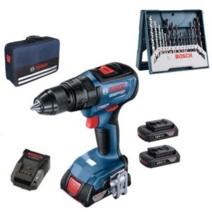 Bosch Impact Drill Driver GSB18V-50 with 3×1.5Ah Batteries, 15 piece Drill Bits