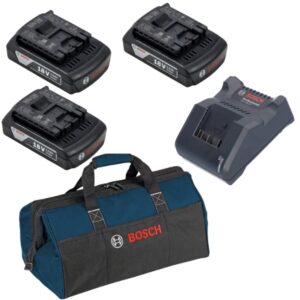 Bosch – Charger (GAL 18V-40) and 3 x 2.0Ah Batteries (GBA 18V) in Tool Bag